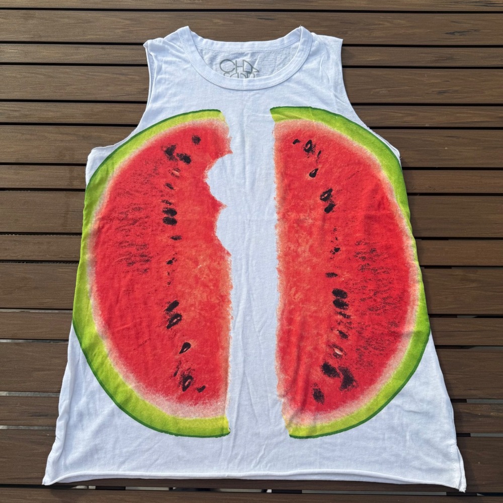 CHASER Watermelon Graphic Tank Top Sleeveless‎ Casual Summer White Size S